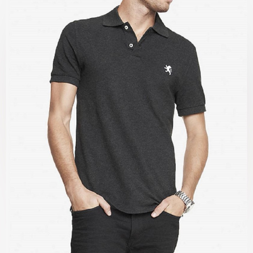 Express Men's Gray‎ Pique Polo Shirt - Size L/G
